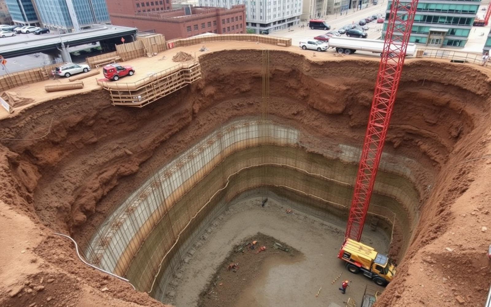 Secant pile shoring wall for a downtown Calgary excavation